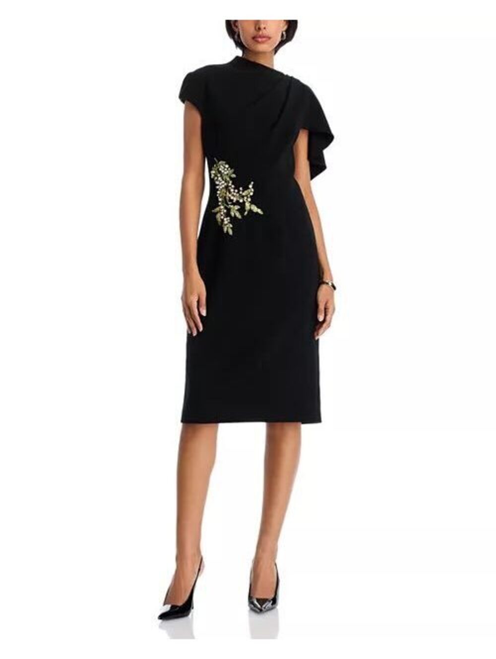 TERI JON BY RICKIE FREEMAN Embellished Cape Dress